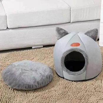 Pet bed with cat ears cat bed for small medium large cats Keep warm in winter Comfortable and soft Machine washable 3