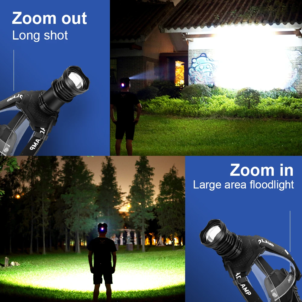 980000000LM 가장 강력한 LED 헤드라이트 슈퍼 밝은 헤드램프 충전식 XHP360 헤드 램프 야외 낚시 사냥 랜턴용