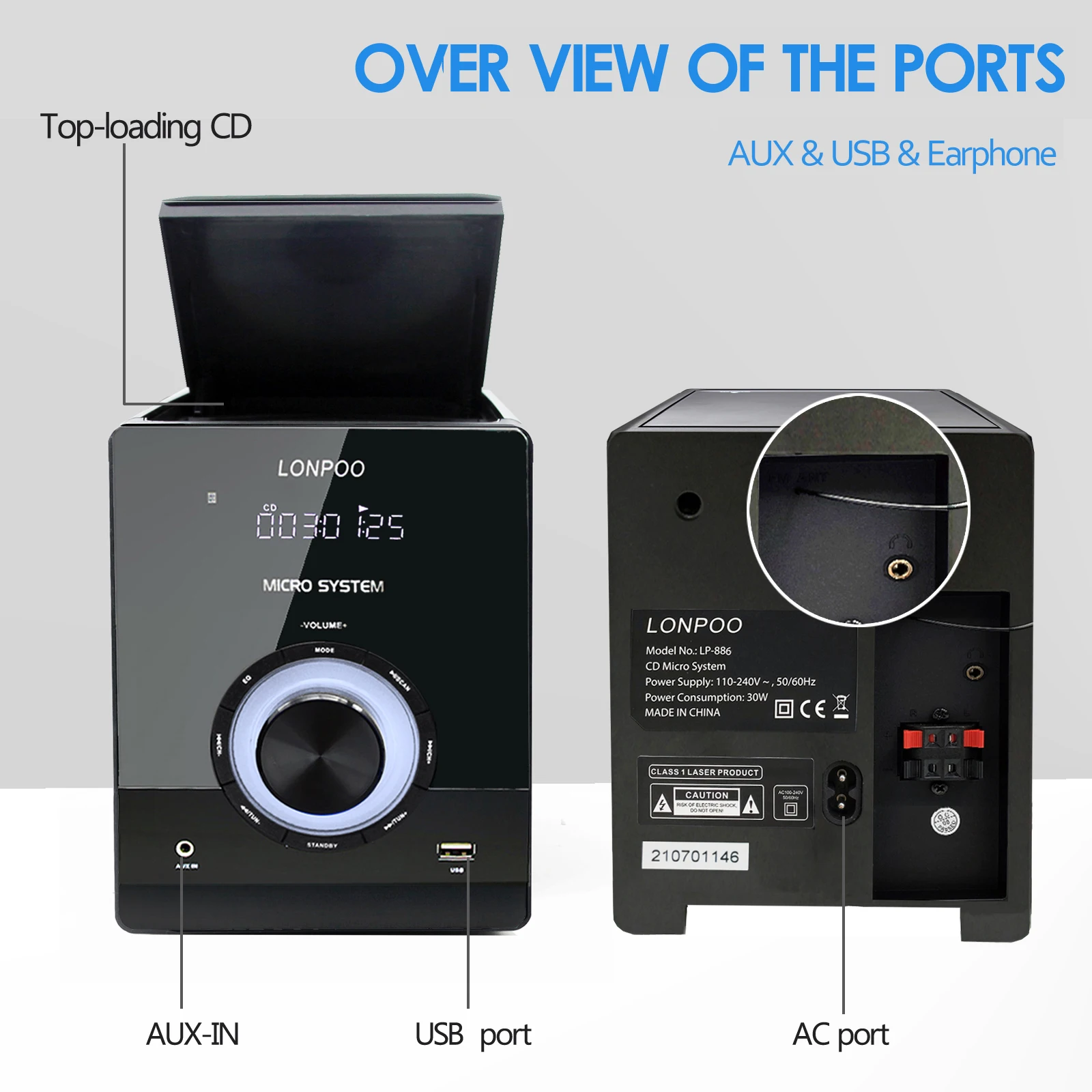 30w Cd Player Fm/bluetooth Compatible 