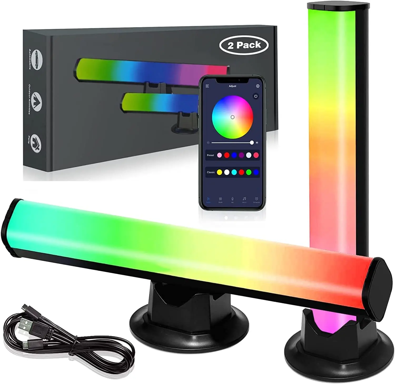 스마트 RGB 야간 조명 바 LED 심포니 램프 앱 픽업 음악 리듬 백라이트 PC 게임실 TV 데스크탑 램프 장식