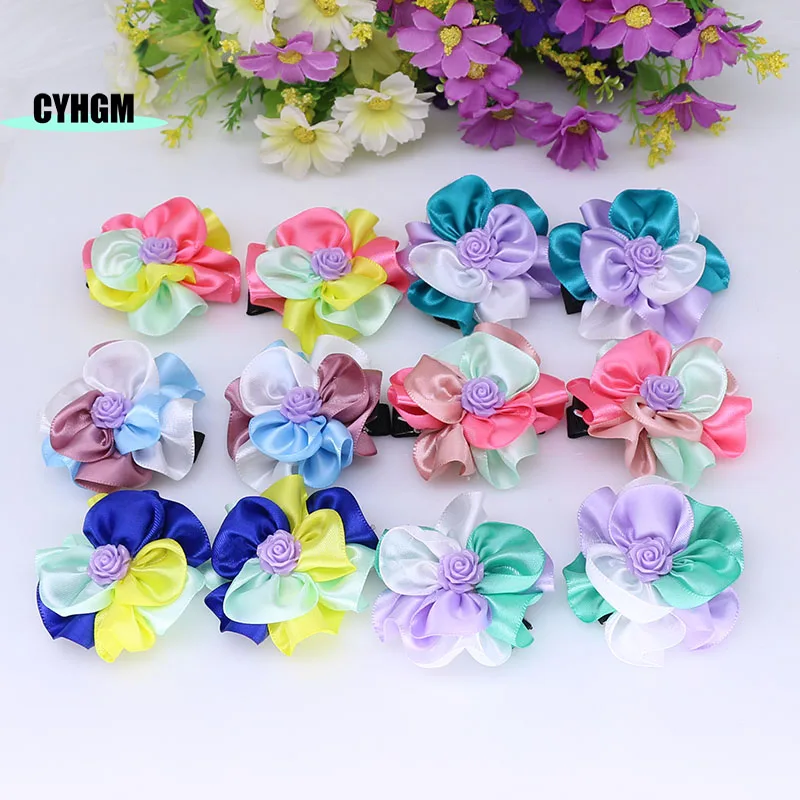 

Оптовая продажа, новые заколки для волос с цветочной лентой для девочек, модные заколки для волос ручной работы, женские аксессуары для волос