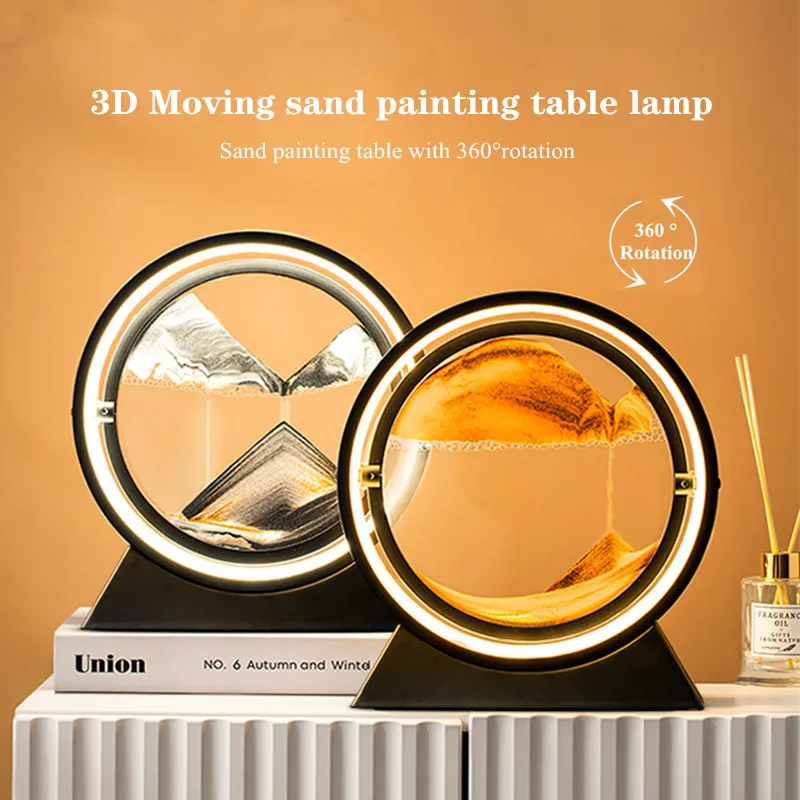 3dmoving Sand Art Usb Table Lamp Led Craft Quicksand 3d Natural