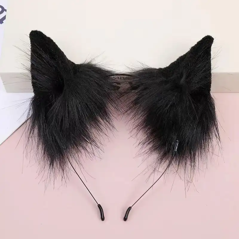 Plush Cat Ear Headband Cartoon Black Plush Hair Band Anime Cosplay Props Cute Hairband Headwear Party Hair Accessories - Image 10