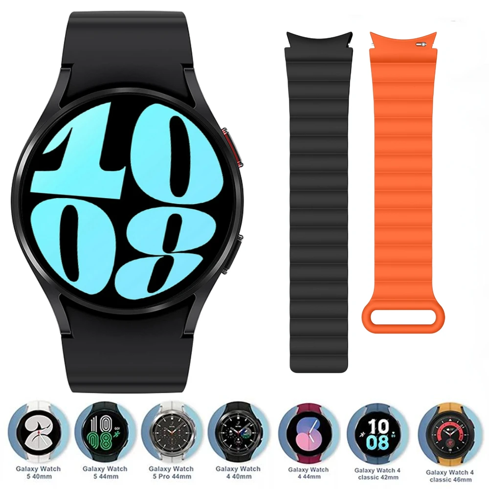 

Magnetic Silicone Strap For Samsung Galaxy Watch 6/5/4 44mm 40mm/Classic 47 43mm 46mm 42mm Bracelet Galaxy Watch 5 Pro 45mm Band