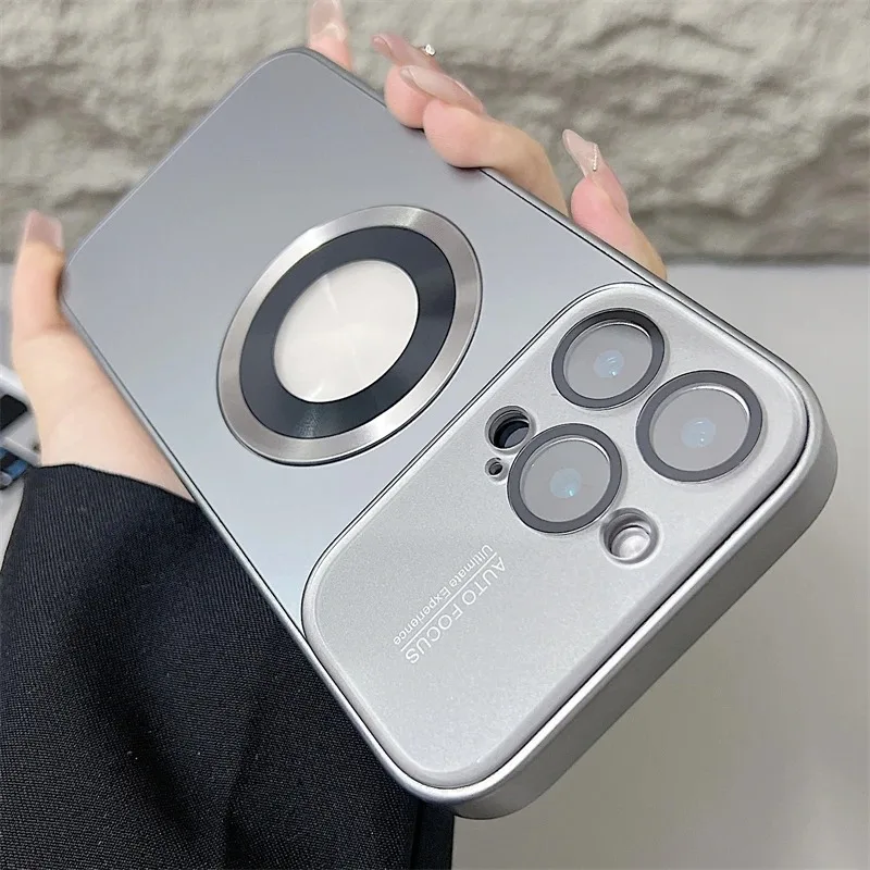 Luxury Titanium Metallic Matte Case with Glass Lens Camera Protection