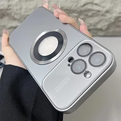 Luxury Titanium Metallic Matte Case with Glass Lens Camera Protection - iPhone 15 Plus (Gray)