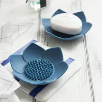 Portable Silicone Draining Soap Box Lotus Shape Dish Soap Box Non-Slip Easy Drain Soap Tray Bathroom Accessories 1