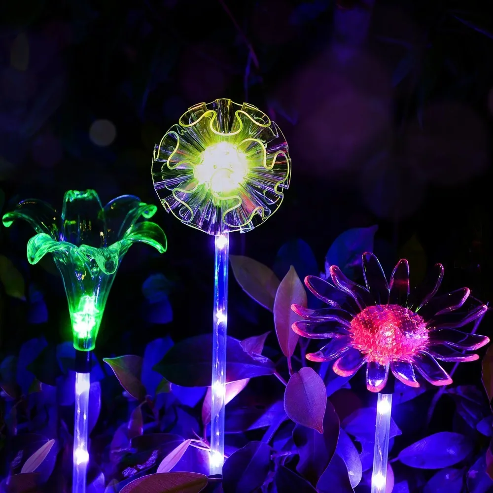 Description Picture 3 of item2Pack Solar Underground Lamp 7 Colors LED Trumpet Flower Stakr Lamp Outdoor Park Courtyard Holiday Atmosphere Decor Flower Light