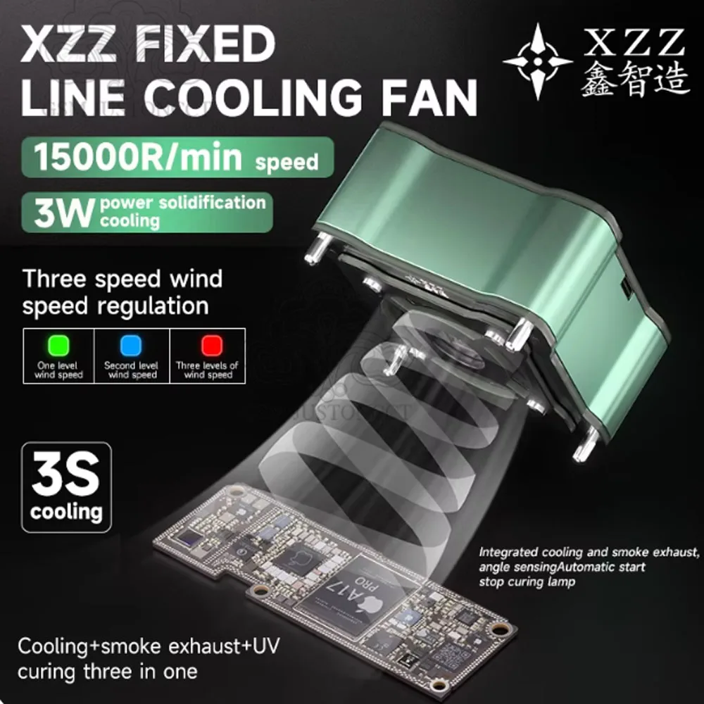 XZZ 2 in 1 경화 냉각 팬(휴대폰용 LED 조명 포함) PCB 용접 수리 빠른 가열 방출 연기 배기 팬