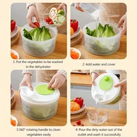 Salad Spinner Dryer Vegetable Fruit Food Drain Basket Dehydrator Quick Washing Drying Manual Centrifuge Kitchen Household Tool 5