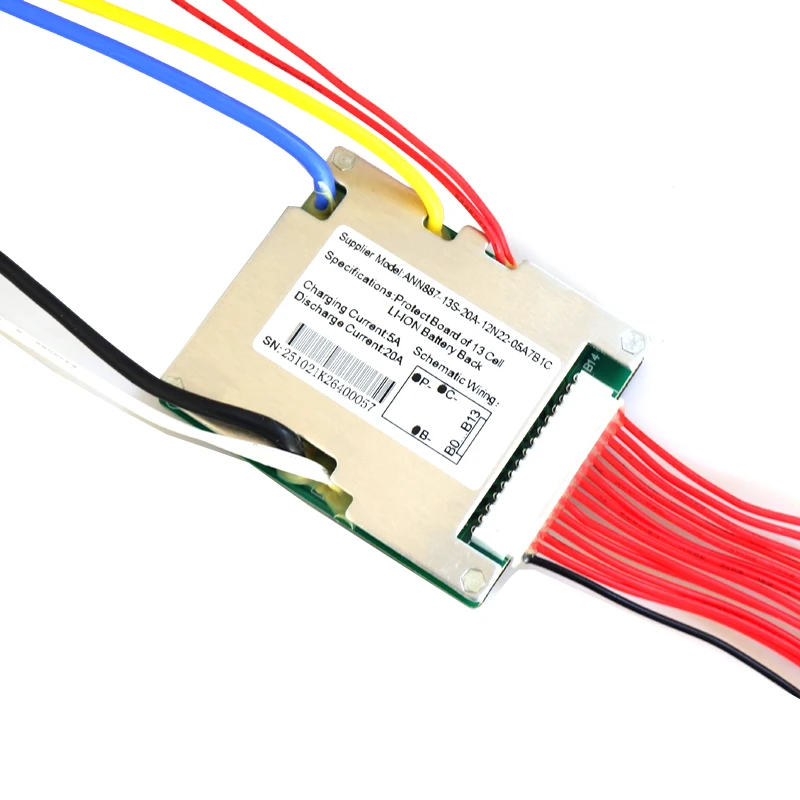 

3.6/3.7V lithium ion battery protection circuit 13S 48V20A BMS With ON/OFF switch and balance function