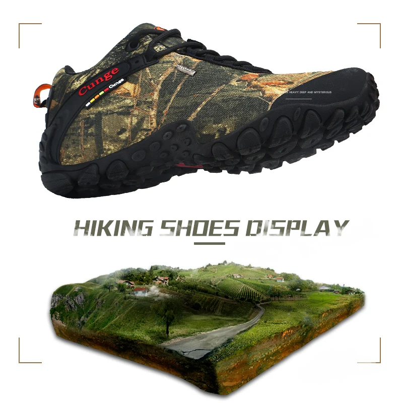 Hot Sale Mens Hiking Shoes Outdoor Sport Trail Trekking Sneakers Waterproof Men's Camouflage Sneakers Durable Hunting Boots Male