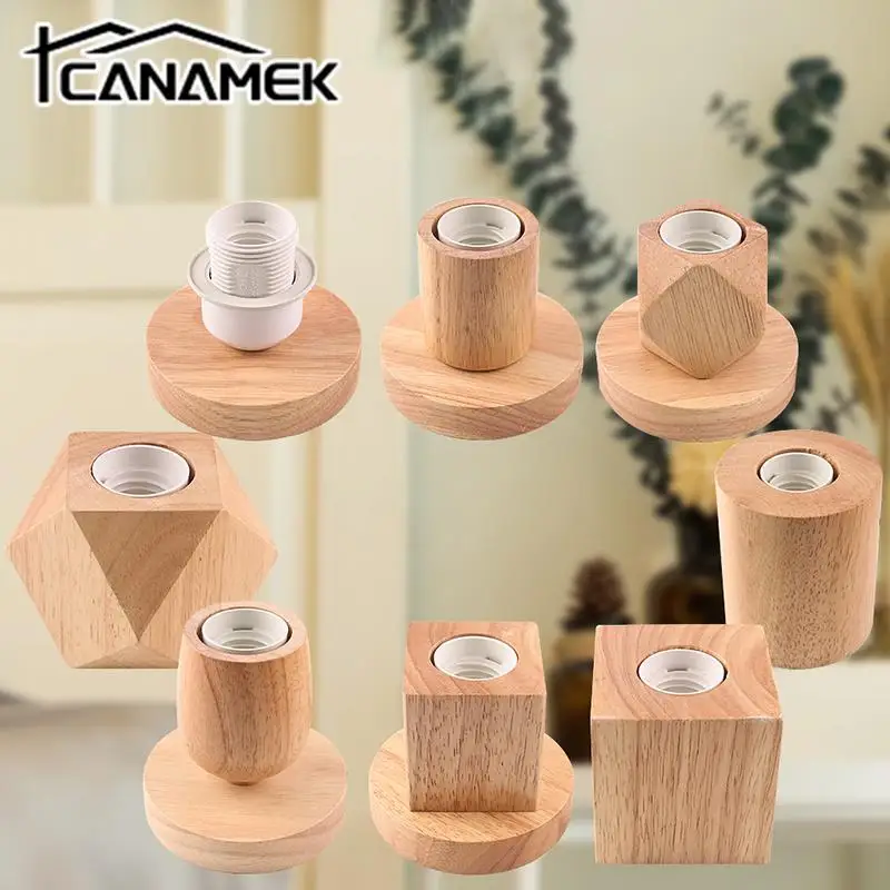 

1PC Retro wooden table lamp base E27 Socket Vintage Desk Lamp Base Holder Wooden Base Table Light 220V Bedside Lamp Decor