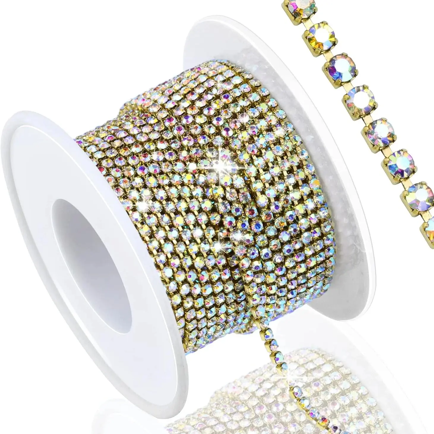 10 Yards 2MM Crystal Rhinestone Close Chain Trim SS6 Claw Rhinestone Chain Craft Jewelry Wedding Bouquet DIY Decoration rhinestone chain