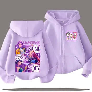 2026 sudaderas divertidas con cremallera Kpop Demon Hunters Sudadera con capucha ropa para niños chico niña niño sudadera con cremallera Sudadera con capucha bebé Casual Top
