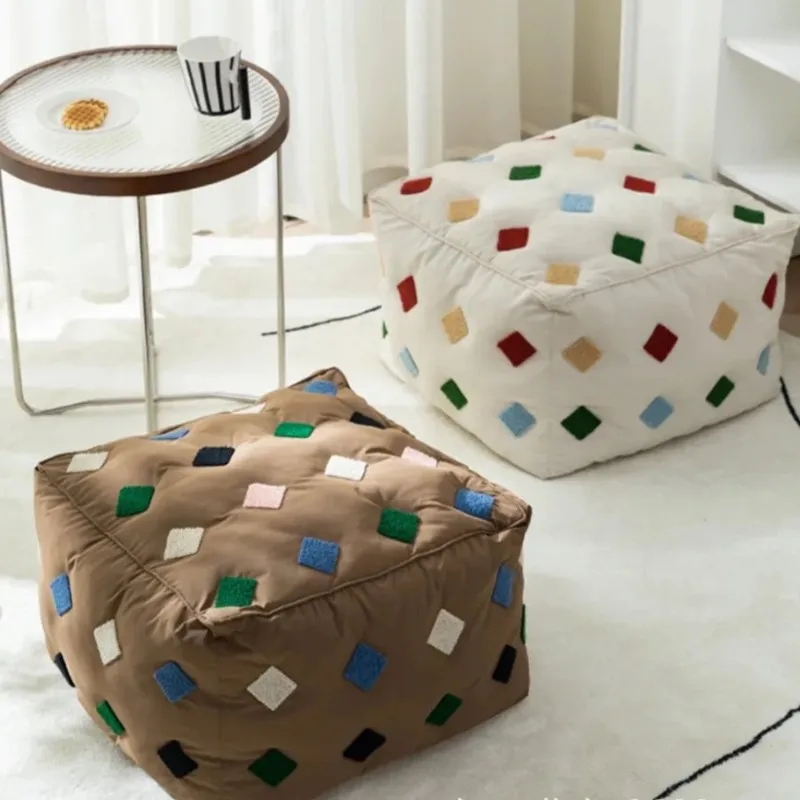 Furniture Short Stool Home Creative Futon Small Stool for Living Room Sofa Square Leisure Tatami Sitting Cushion