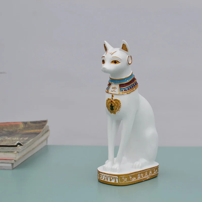 Lovely Egyptian Cat Shape Statue Retro Cartoon Car Desktop Decoration Miniatures Animals Figurines Household Crafts Ornament