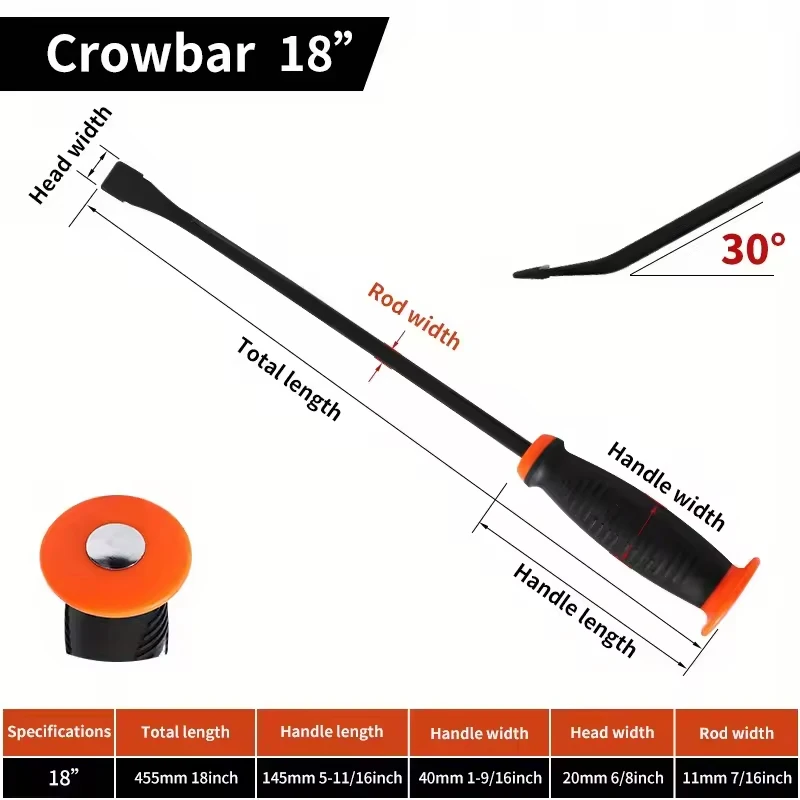 Pry Bar Heavy Duty for Lifting And Prying Industrial Grade Thicken with Angled Tip