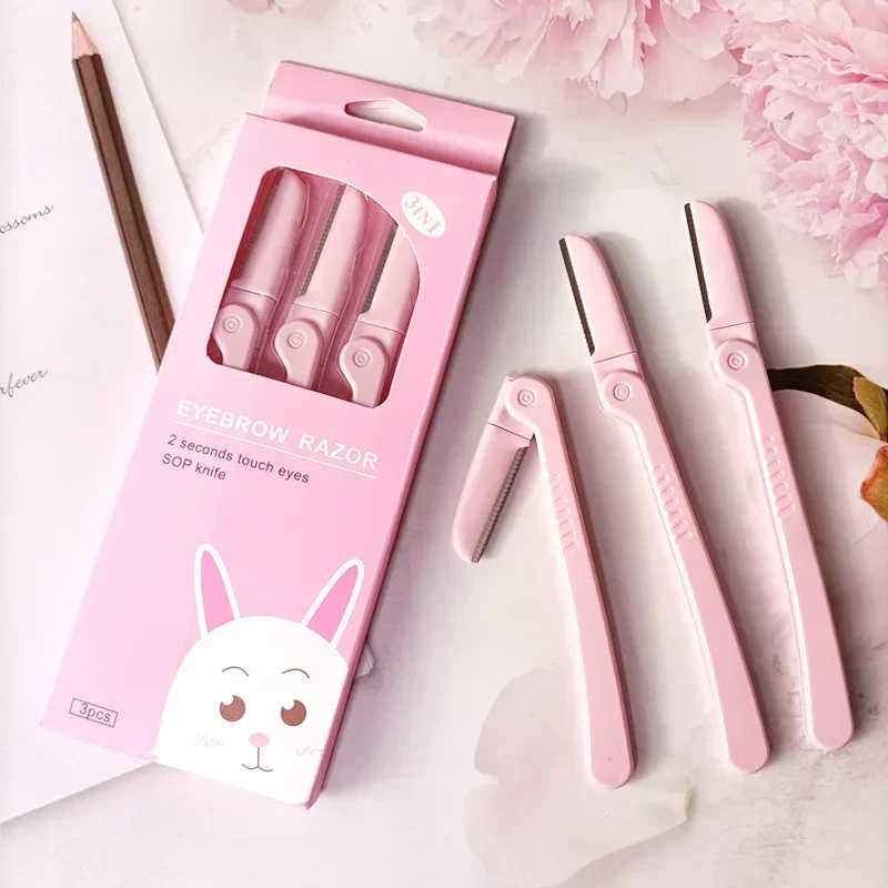 3Pcs Set Folding Eyebrow Trimmer Armpit Hair Razor Beauty Face Eye Shaper Shaver Stainless Steel Blades Makeup Tools