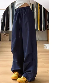 النمط الأوروبي الأمريكي حجم كبير السراويل التطريز Y2K الشارع الشهير موضة بنطال ذو قصة أرجل واسعة النساء الخريف عادية جديدة سراويل طويلة 5