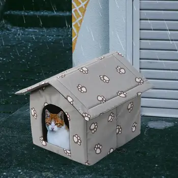 Foldable Cat House Outdoor Waterproof Pet House For Small Dogs Kitten Puppy Cave Nest With Pets Pad Dog Cat Bed Tent Supplies 1