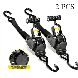 Heavy - Duty Retractable Cargo Straps with Ratchet Tensioner for Secure Load and Luggage Handling (2PC)