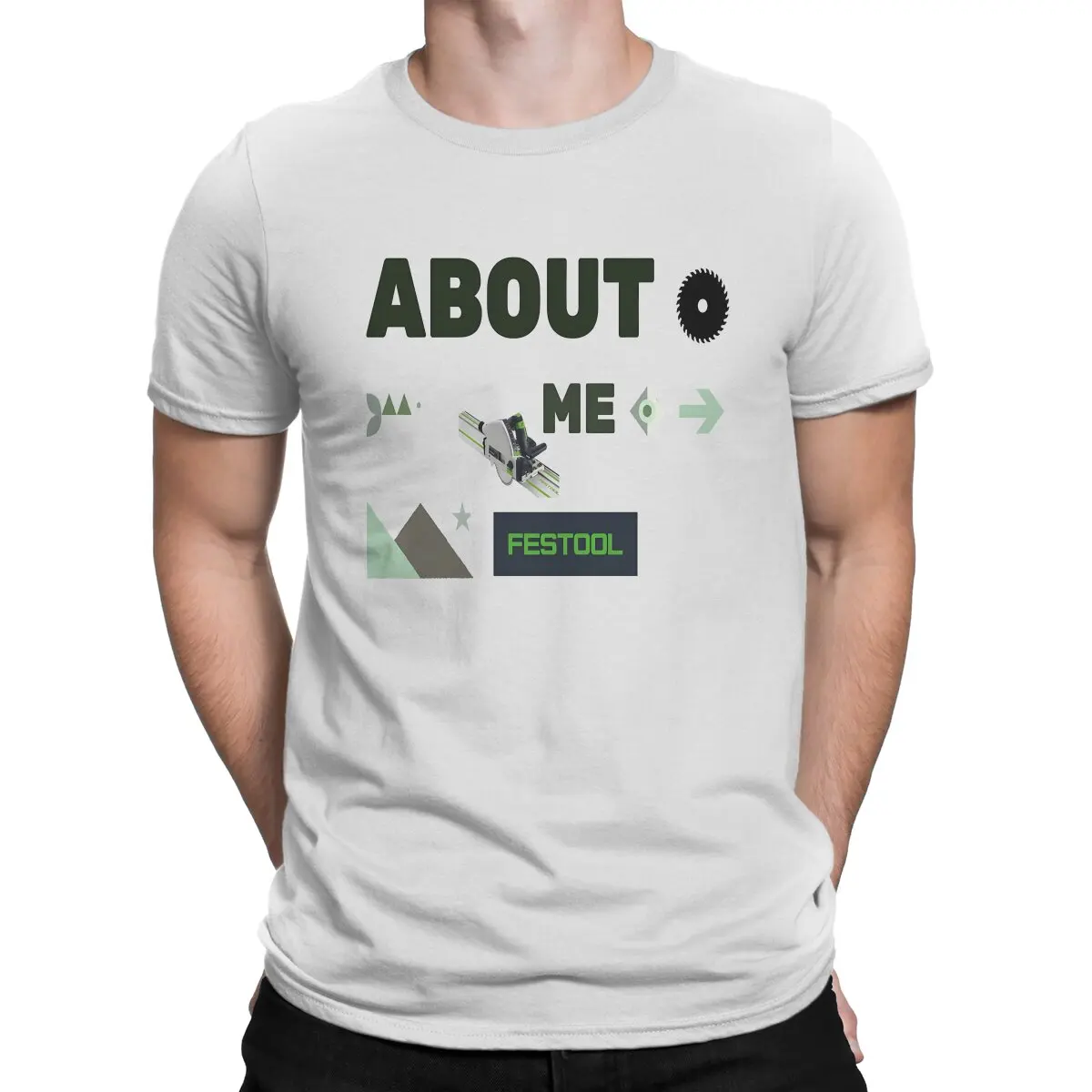 About Me Festool Magliette Da Uomo In Puro Cotone Divertente T-Shirt Girocollo Festool Tee Shirt Manica Corta Top Idea Regalo
