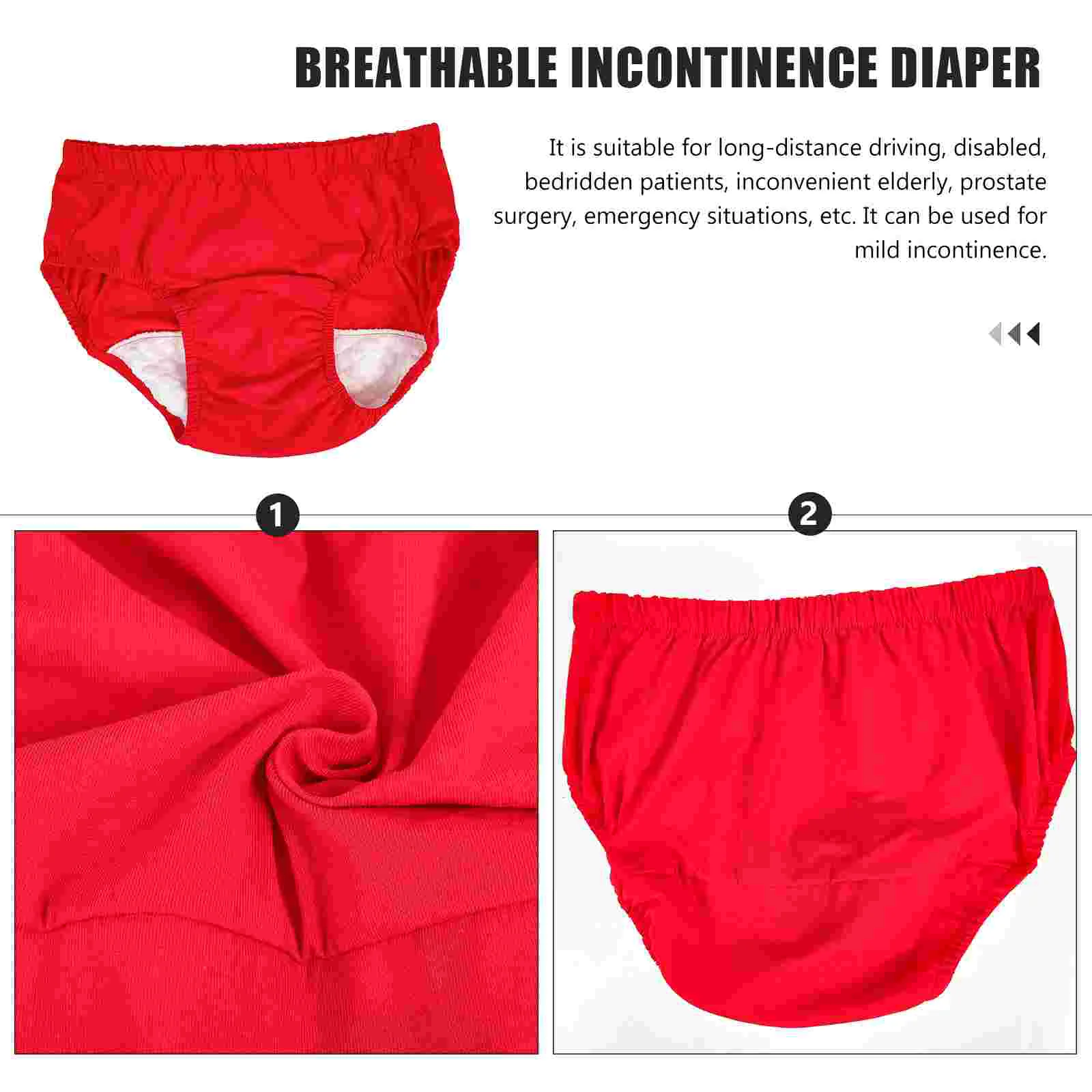 Panties Elderly Incontinence Daily Use Adult Comfortable Diapers Portable Travel Red 2