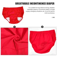 Panties Elderly Incontinence Daily Use Adult Comfortable Diapers Portable Travel Red 2