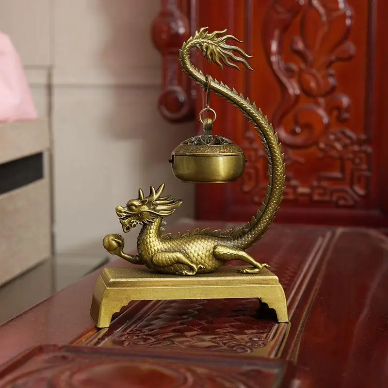 Creative Mini Aromatherapy Incense Burner, Home Indoor Zen Tea Ceremony Decoration Metal Dragon Shape Small Hanging Furnace, 1Pc