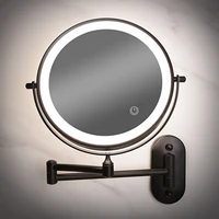 8 inch Wall Mounted Makeup Mirror Black 3X-10X Magnifying 3 color LED light Double Side Bathroom Smart Shaving Cosmetic Mirrors 2