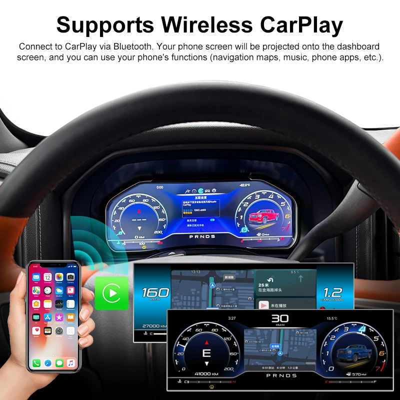 Panel de Instrumentos Digital de 12.3 Pulgadas para Chevrolet Silverado 2014-2020 GMC Sierra, Panel de Instrumentos para Automóvil/CarPlay Inalámbrico 4