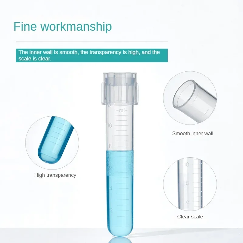 12ML BKMAMLAB Plastic Shaker Tubes Two-section Tube Cap EO Sterilization PP Material High Transparency Centrifuge Tube