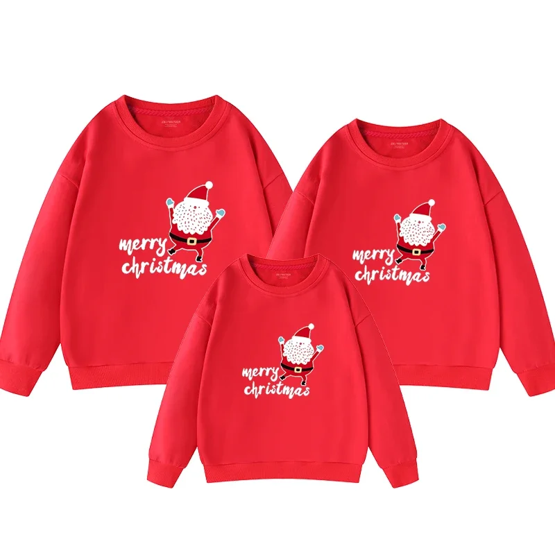 Camisetas navideñas para madre e hija, sudaderas para padre e hijo, conjuntos familiares de invierno a juego, camisas estampadas de Papá Noel, jerséis casuales
