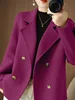 Thiened Woolen Coat Women's Autumn Winter Faion Korean Loose Sli Age-Defng Tweed Coat High Waist Long Sve Jaet
