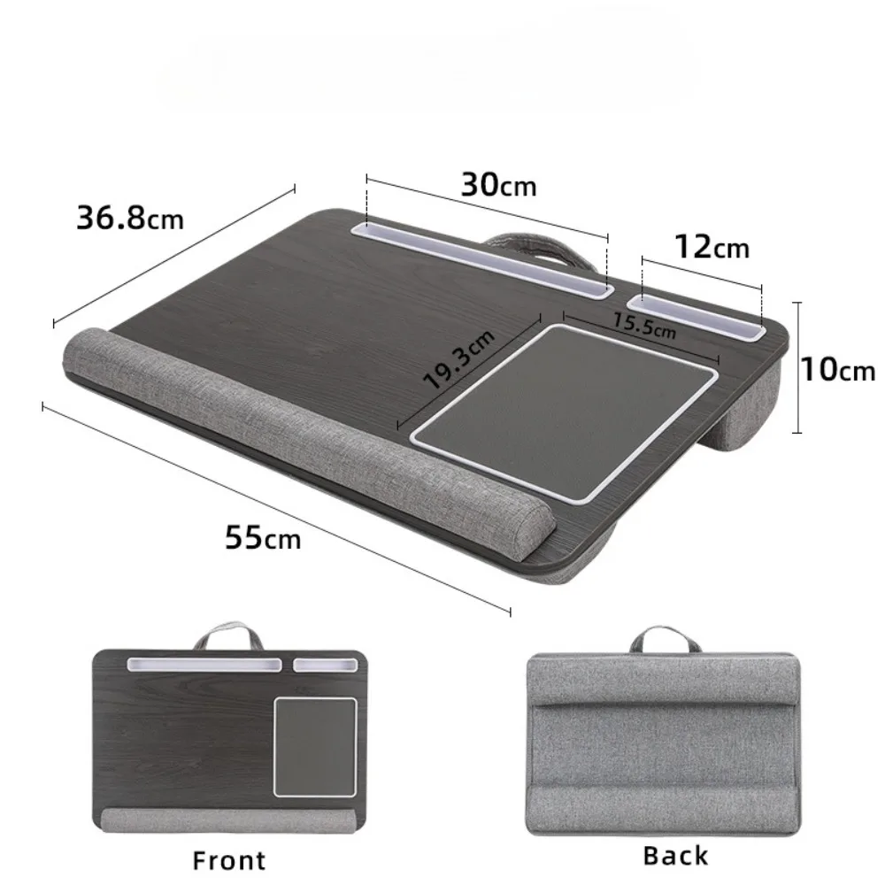 Simple and Portable Laptop Desk Multifunctional Solid Wood Sponge Sofa Lazy Gaming Table with Anti-slip Mouse Pad Phone Holder