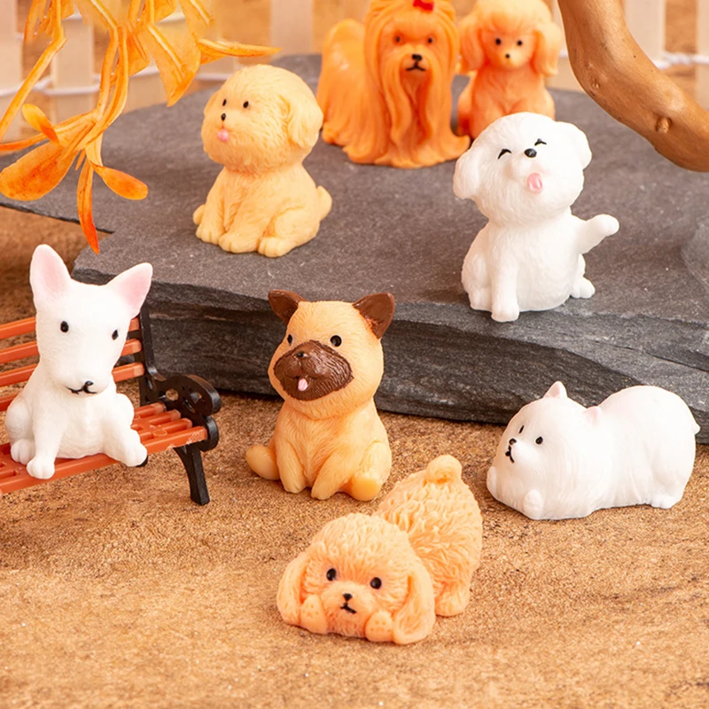 

Micro Mini Dog Miniatures Figurines Resin Dog Ornament Doll Gifts For Kid Toys Desktop Model DIY Home Decoration Accessories