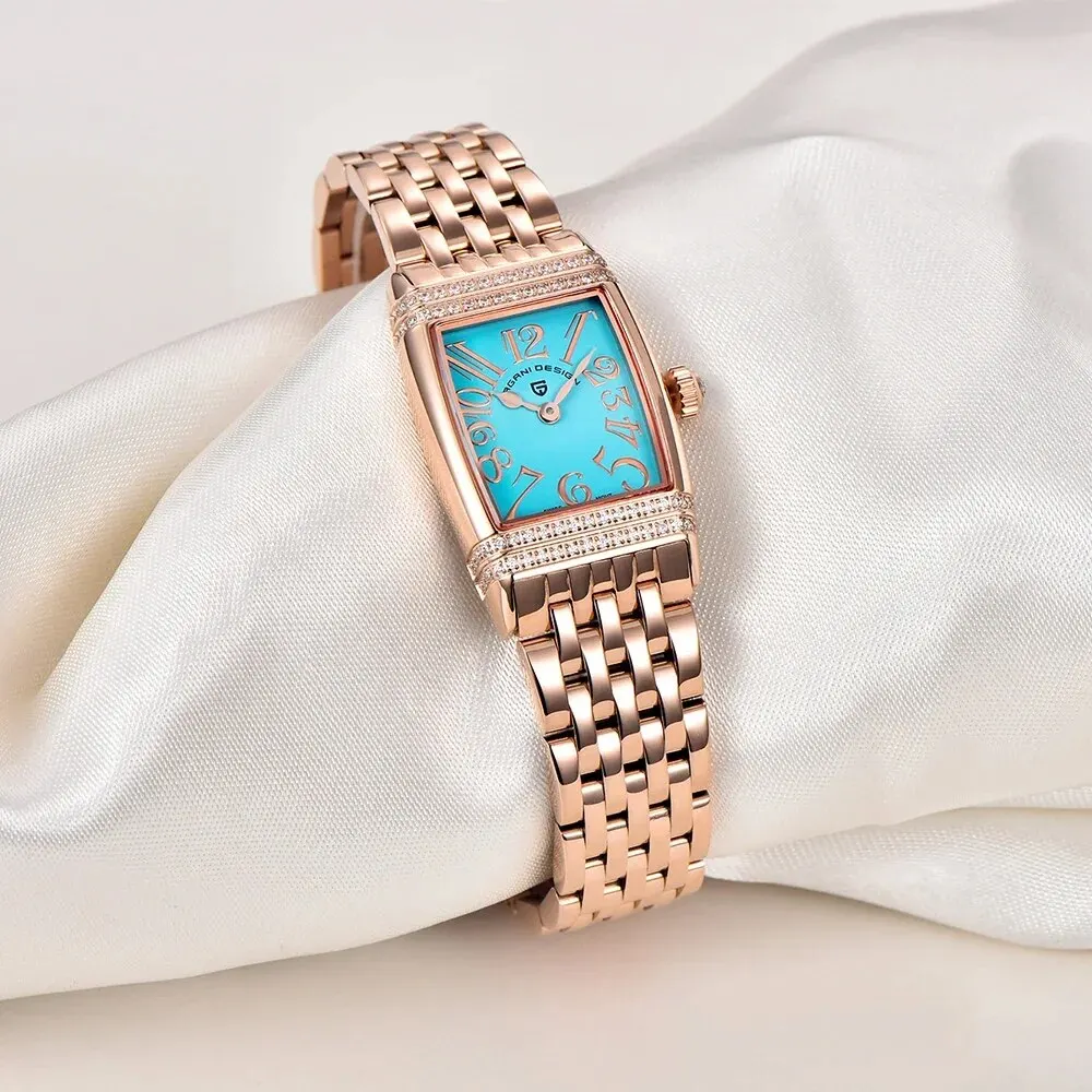 PAGANI DESIGN nowe 22mm damskie zegarki kwarcowe luksusowy zegarek rekreacyjny ze szkła szafirowego 50M wodoodporny zegarek ze stali nierdzewnej dla kobiet