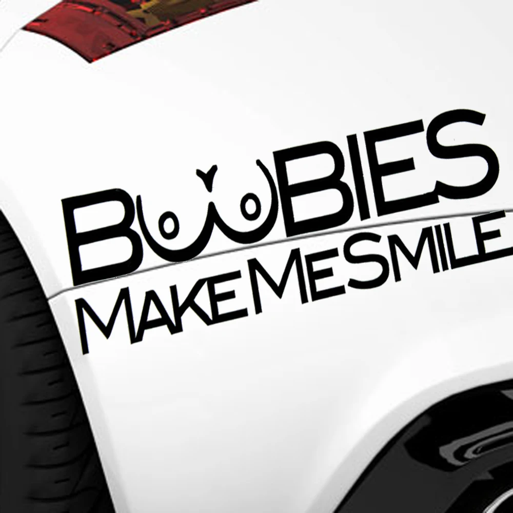 

Boobies Make Me Smile Car SUV Exterior Body Windshield Vinyl Sticker Decal Waterproof Self-adhesive Car Decoration Accessories