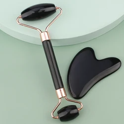 Revitalizing Resin Facial Massage Roller & Gua Sha Set (Black)