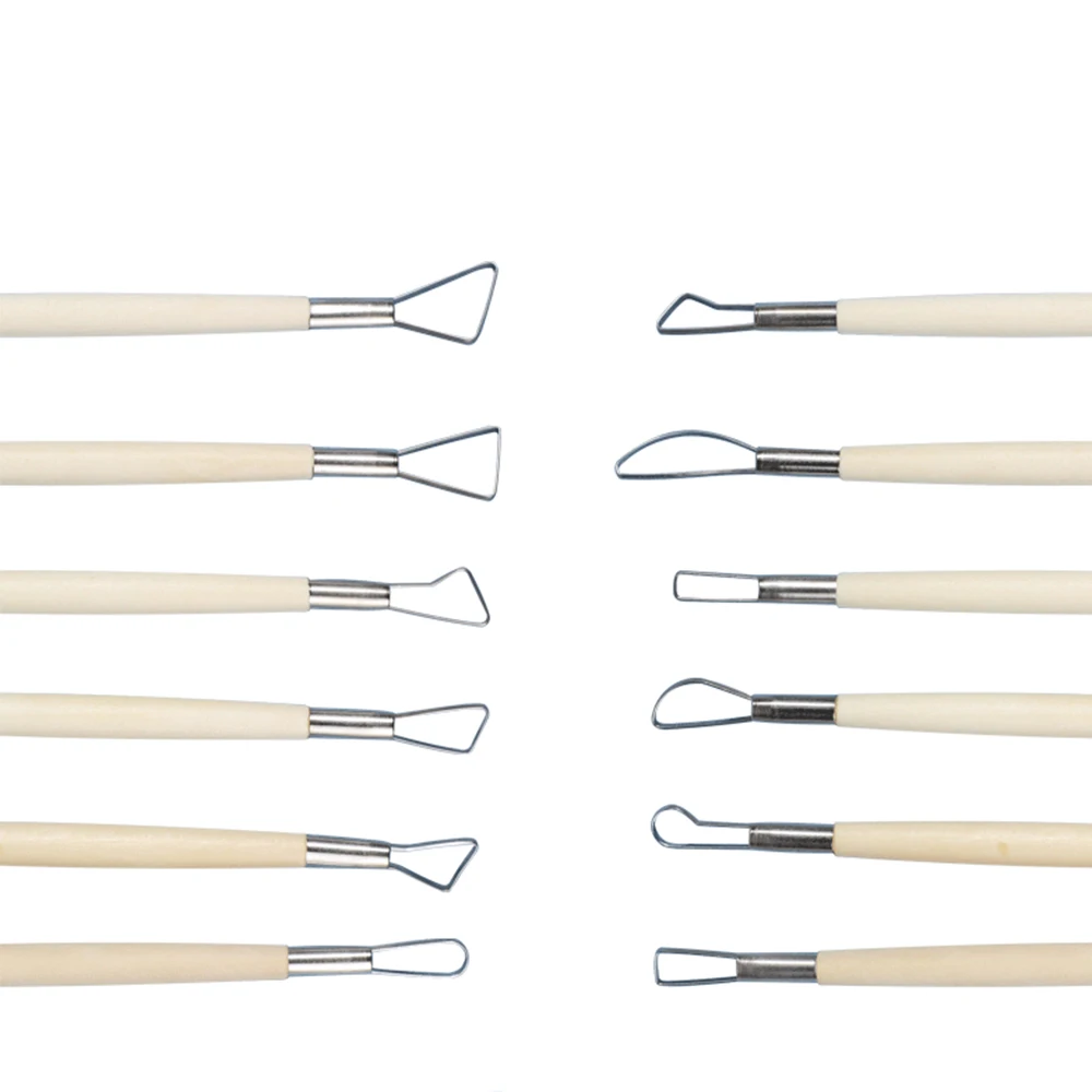 Wood Handle Wax Pottery Clay Sculpture Carving Tool 6PCS DIY Craft Set Wood Knife
