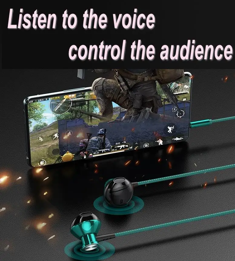 Wired Headphones With Microphone Wire-Controlled Metal In-Ear Headphones Music Sport Earphones Gaming Headset Volume Control