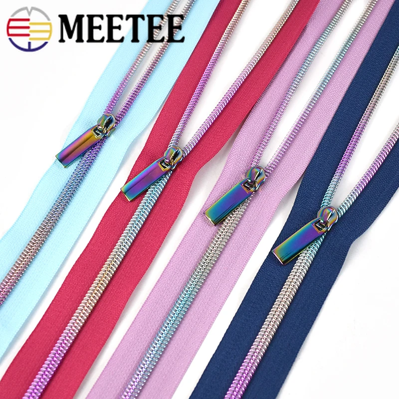 2Meters5RainbowNylonZipperTapeDecorativeZipPullerHeadBag