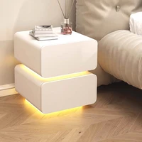 Table de chevet de luxe Premium avec lumière, chambre à coucher tendance, jolies tables de chevet avec compartiment Secret, meubles Criado Mudo Design 6