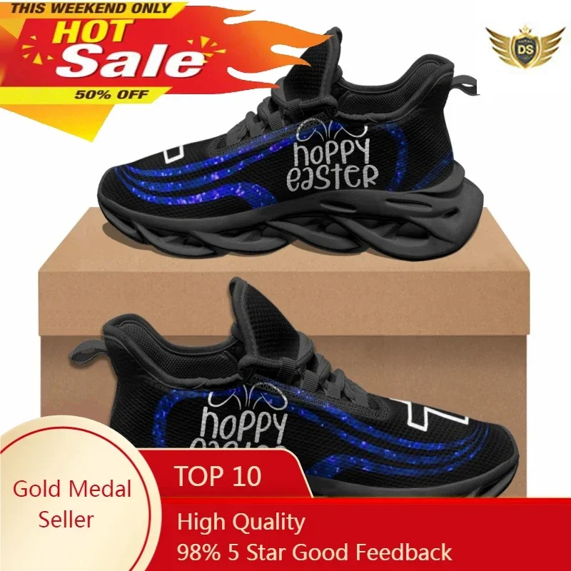 Casual Flat Shoes Women's Fashion Trend New Sneakers Easter Cross Pattern Design Popular Non-slip Running Shoes