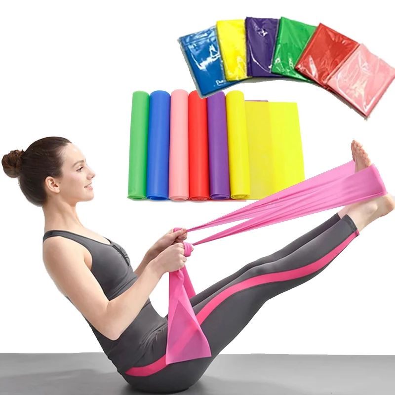 Yoga Pilates Stretch Resistance Band Exercise Fitness Band Training Elastic Exercise Fitness Rubber 150cm Natural Rubber Gym