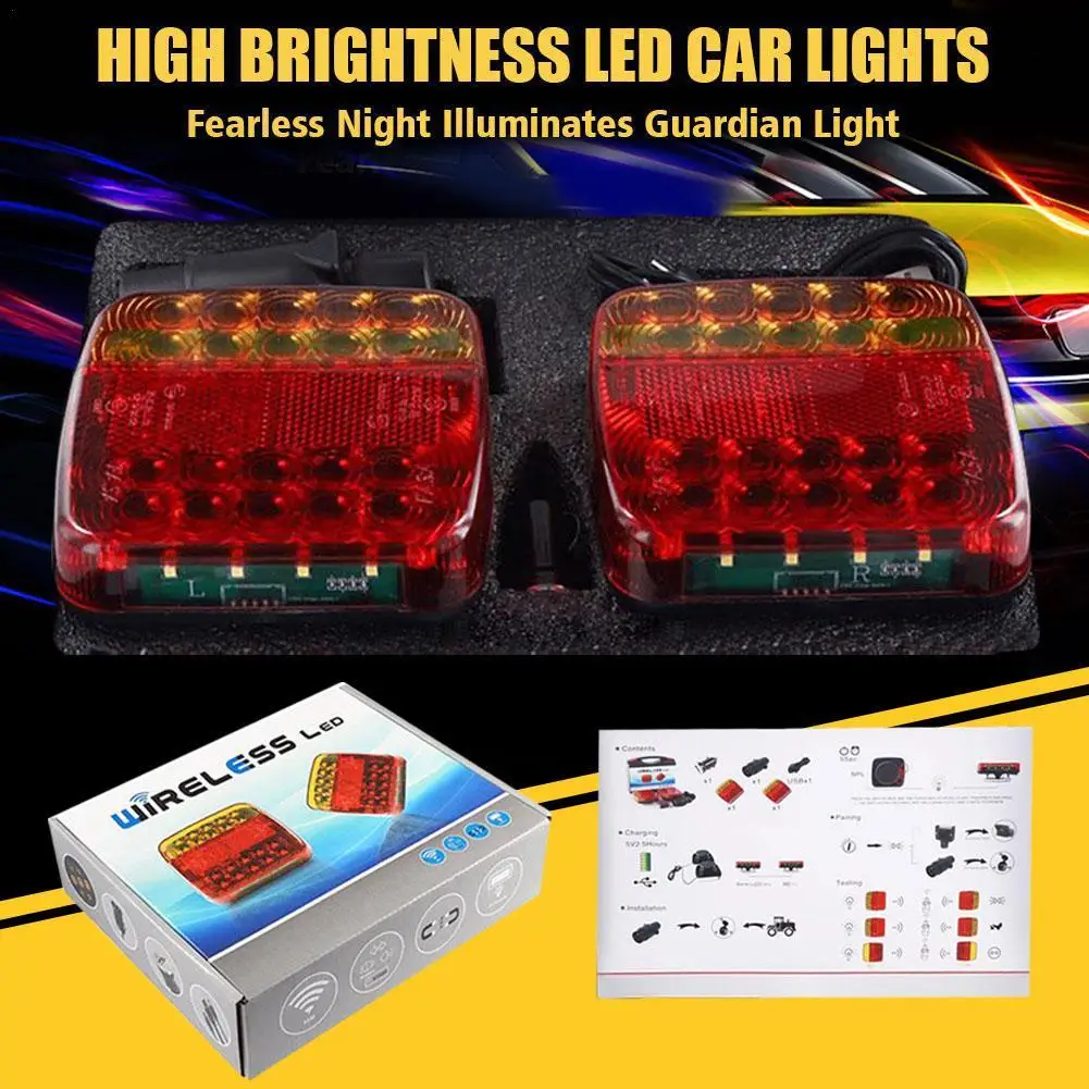 

Wireless LED Magnetic Trailer Tail Lights Rechargeable 12V Truck Rear Lamp Signal Warning Brake Light