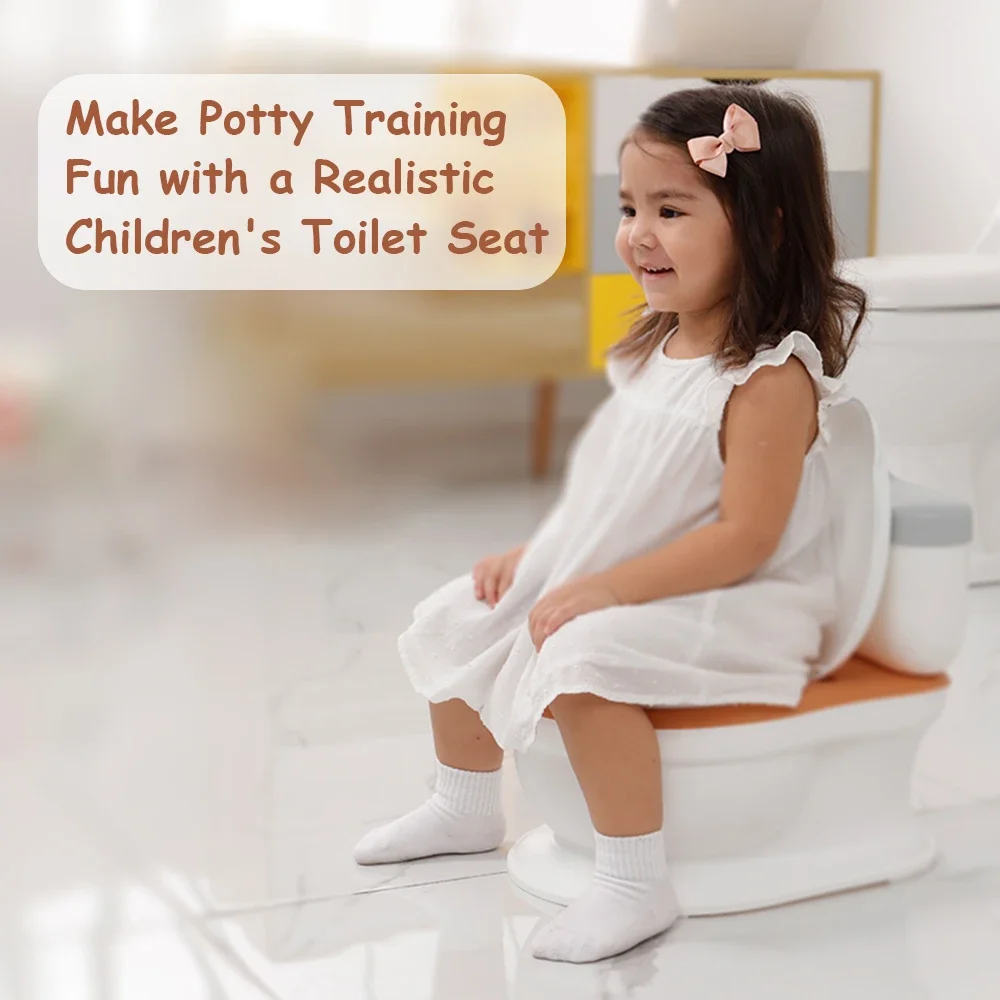 Baby Potty Toilet Seat Realistic Potty Training Seat for Toddlers Boys Girls Soft PU Pad Wipe Storage Music Playing Function 4