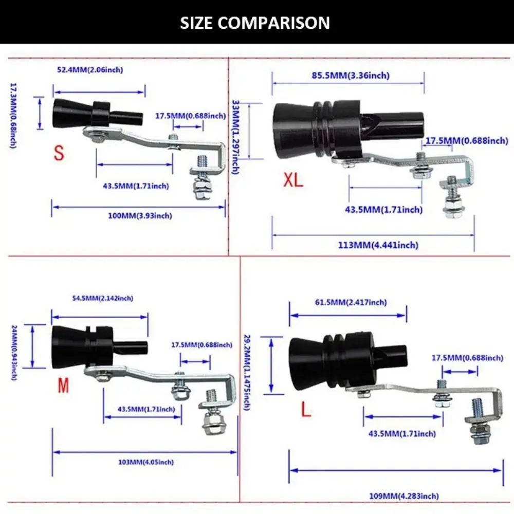 1Pcs Auto Accessories Turbo Sound Whistle Vehicle Refit Exhaust Pipe Sound Simulator Universal S/M/L/XL Muffler Device Car exhaust muffler tip car turbo whistle exhaust pipe muffler