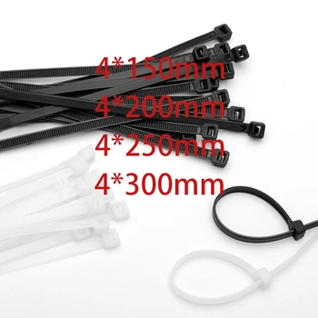 สายรัดสายไฟไนลอนพร้อมสายรัดสำหรับผูกและล็อกในตัวแหวนยึดห่วงสำนักงานบ้านที่รัดสายพลาสติกสำหรับเวิร์คช็อป 1